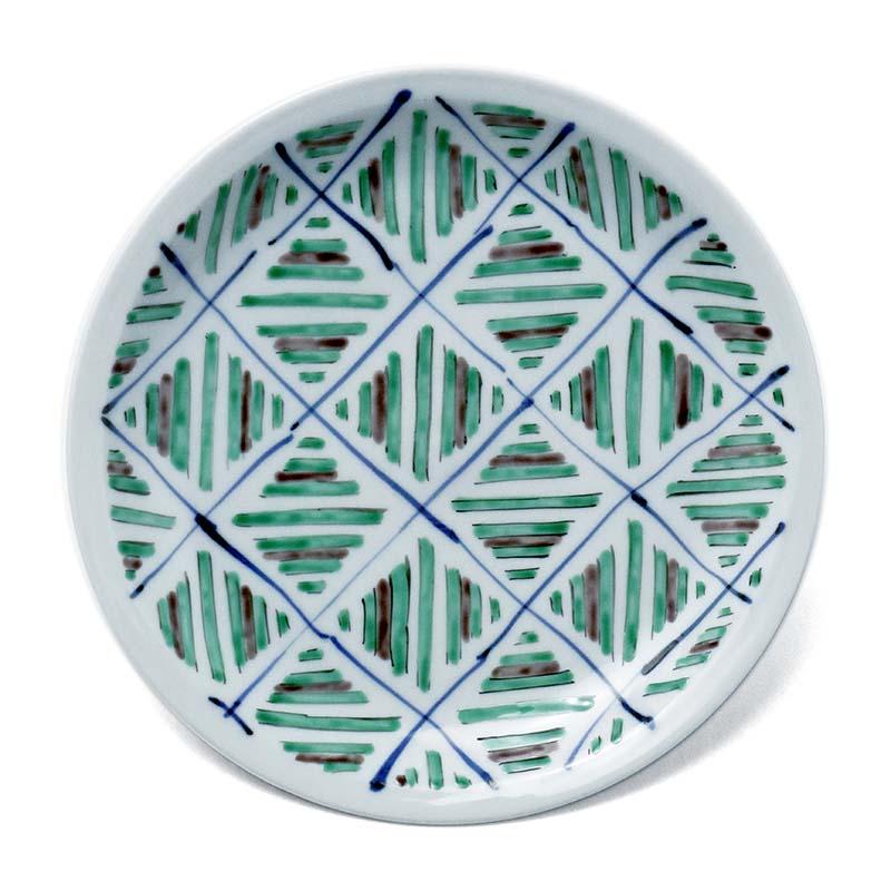 須田菁華色絵綾文皿