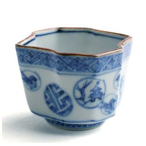 須田菁華古染付祥瑞文様図台皿　6客 九谷焼須田青華 須田菁華古染付祥瑞文様図台皿 6客 九谷焼須田青華