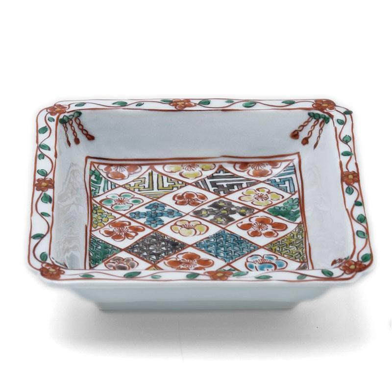 九谷焼：南京赤絵花文四方向付・須田菁華《小鉢・14.0cm》 | 