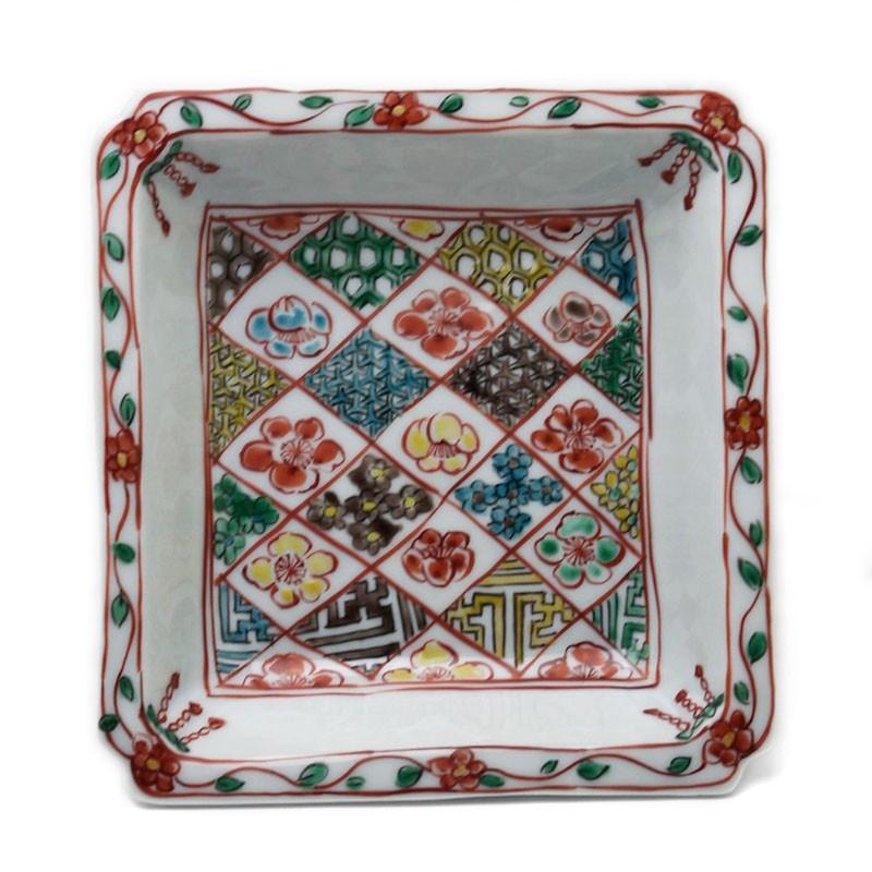 九谷焼：南京赤絵花文四方向付・須田菁華《小鉢・14.0cm》 |  | 01