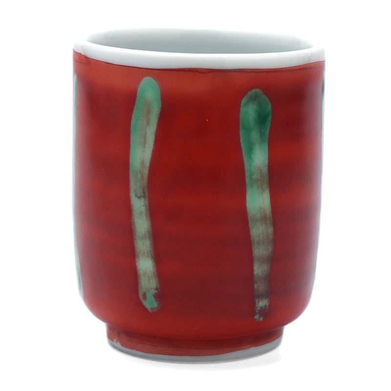 九谷焼：赤彩緑線文豆湯呑・須田菁華《ぐい呑・湯呑》 : 和食器の愉し