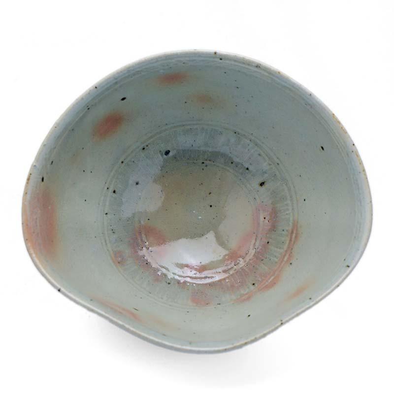伊賀焼：雅造三島手扇形向付・福森雅武（土楽窯）《小鉢・14.0cm