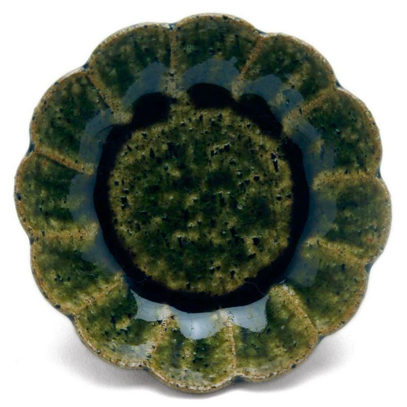 織部焼：織部3寸菊皿・長森慶《豆皿・9.2cm》 | 