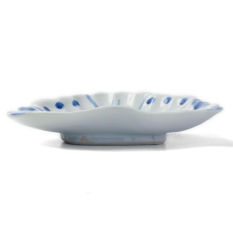 九谷焼:染付蝶形向付・正木春蔵《向付・小皿・扁形皿・15.3cm 九谷焼:染付蝶形向付・正木春蔵《向付・小皿・扁形皿・15.3cm