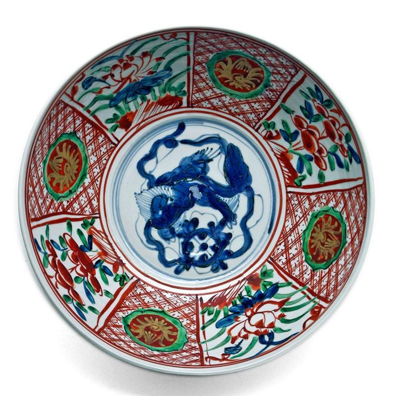 九谷焼:呉須赤絵玉取獅子文鉢・正木春蔵《大鉢・25.5cm》 : 和 九谷焼:呉須赤絵玉取獅子文鉢・正木春蔵《大鉢・25.5cm》 : 和
