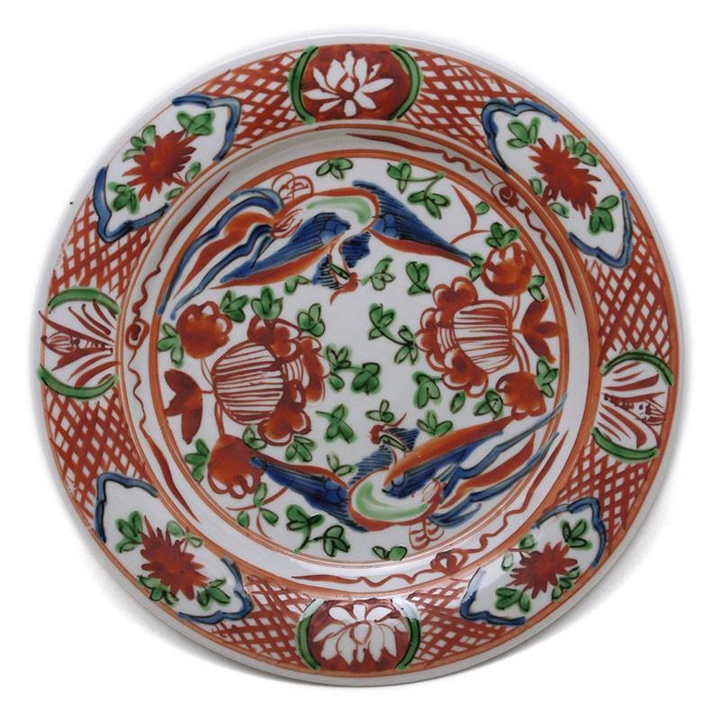 九谷焼:呉須赤絵牡丹鳳凰文平鉢・正木春蔵《大皿・25.5cm 九谷焼:呉須赤絵牡丹鳳凰文平鉢・正木春蔵《大皿・25.5cm
