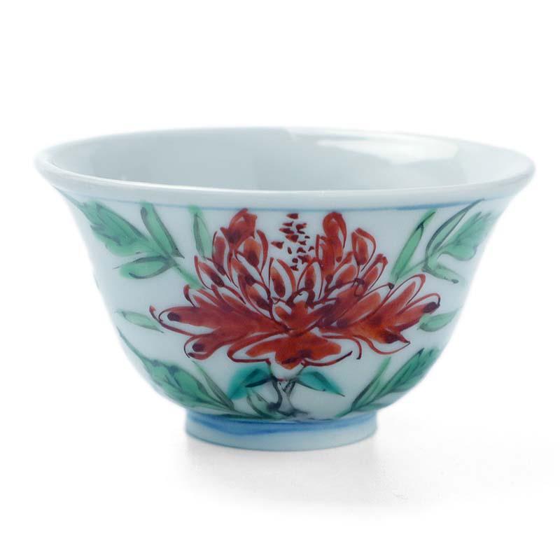 正木春蔵　色絵花紋酒盃 九谷焼：色絵染付牡丹文盃・正木春蔵《盃》 : 和食器の愉しみ