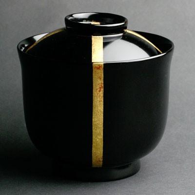 漆器・輪島塗：黒筒椀・十文字・奥田志郎《お椀・汁椀・雑煮椀・9.6cm・250ml》 | 