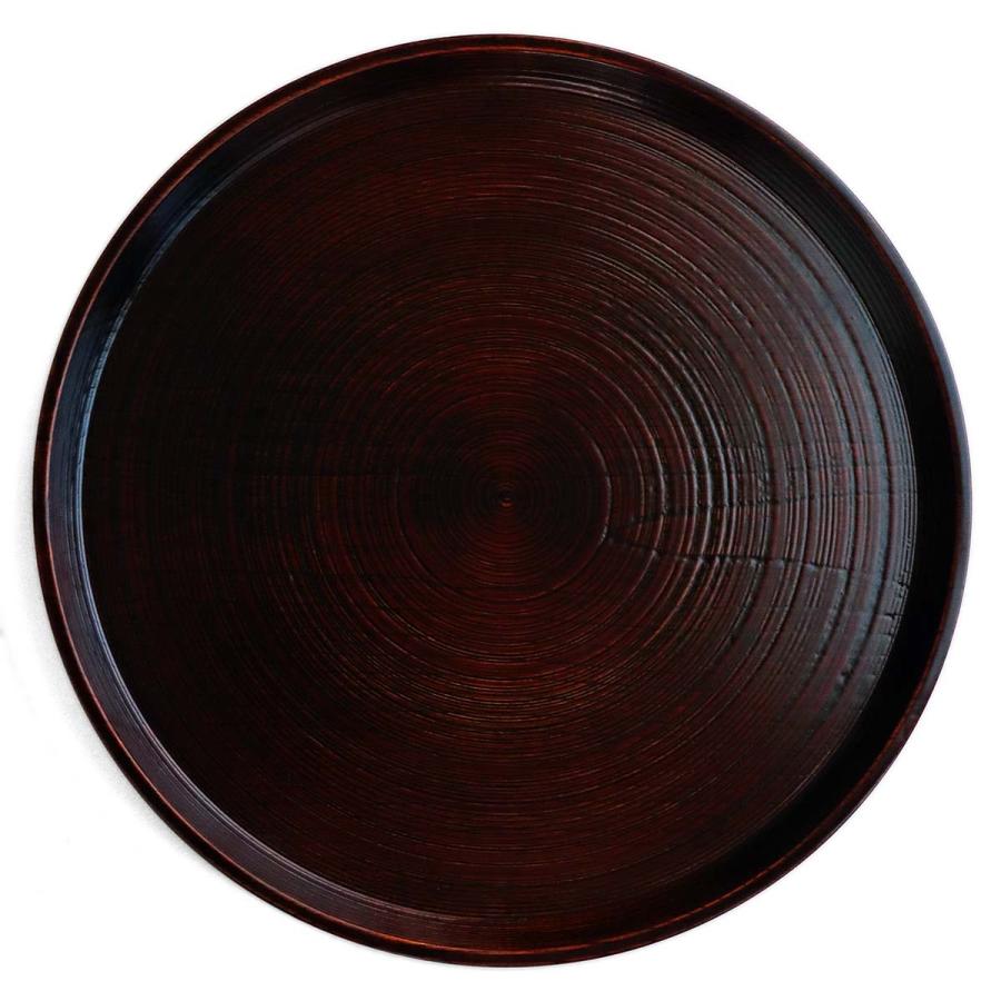 漆器・輪島塗：透漆筋目尺3丸盆・奥田志郎《お膳・39.7cm》 : 和食器の