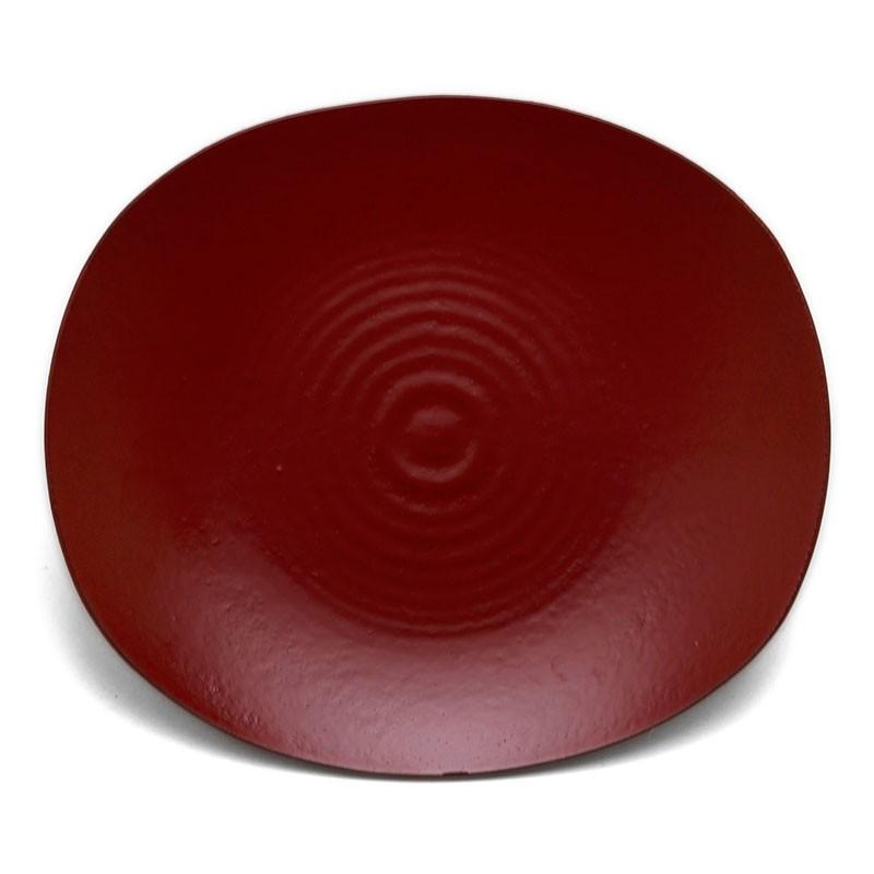 漆器：朱蒔地小判皿・守田漆器《小皿・16.7cm》