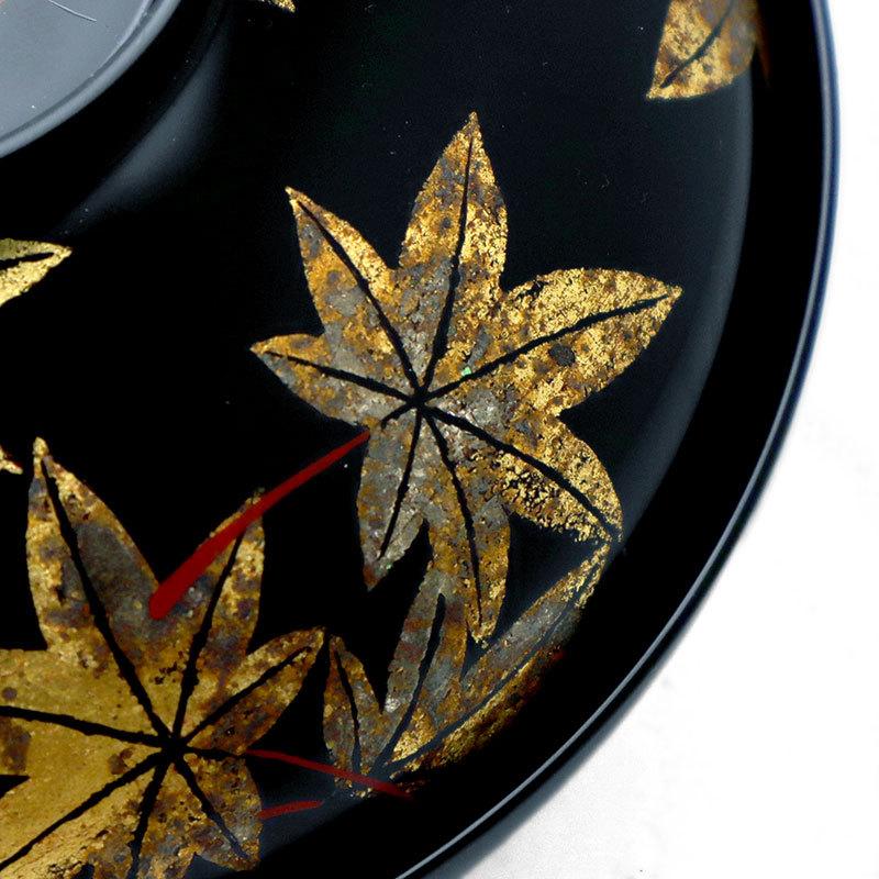 《受注制作》漆器：紅葉箔絵黒蓋付平椀・尚古堂・山本哲《お椀・13.5cm》 |  | 03