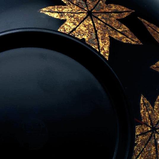 《受注制作》漆器：紅葉箔絵黒蓋付平椀・尚古堂・山本哲《お椀・13.5cm》 |  | 06