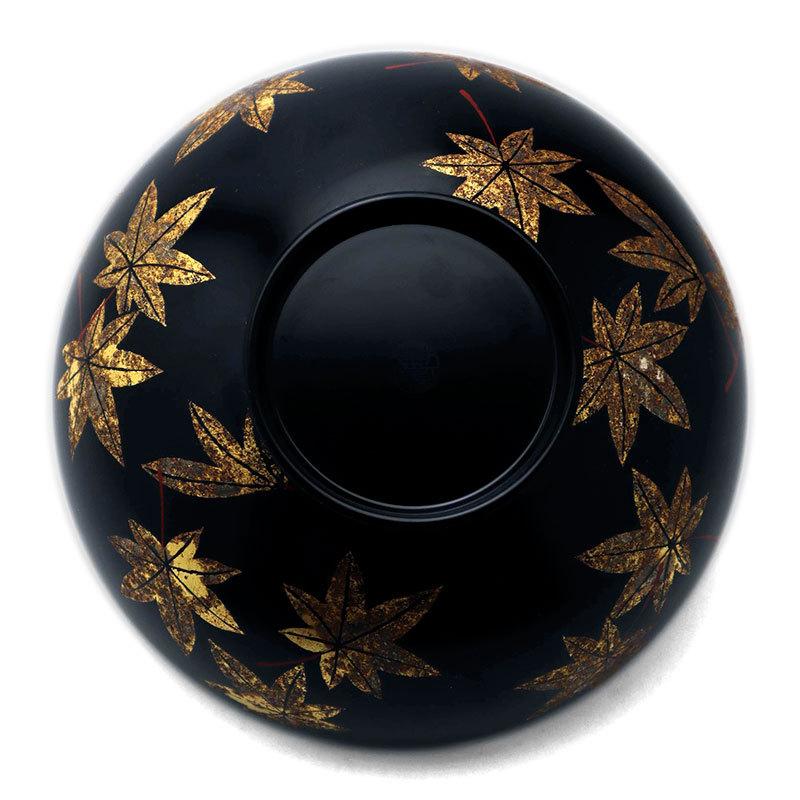 《受注制作》漆器：紅葉箔絵黒蓋付平椀・尚古堂・山本哲《お椀・13.5cm》 |  | 07