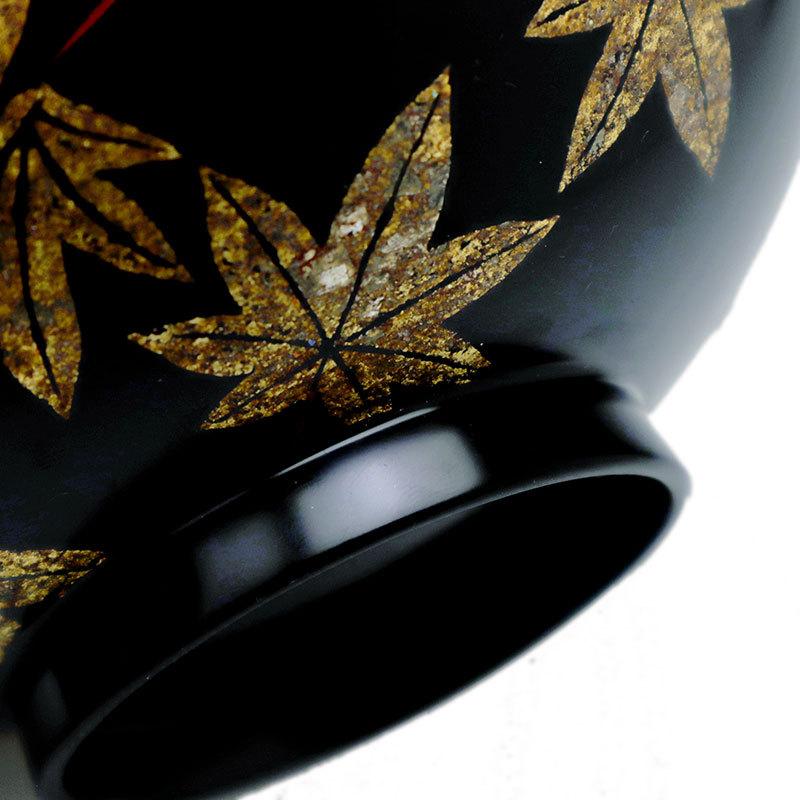 《受注制作》漆器：紅葉箔絵黒蓋付平椀・尚古堂・山本哲《お椀・13.5cm》 |  | 08