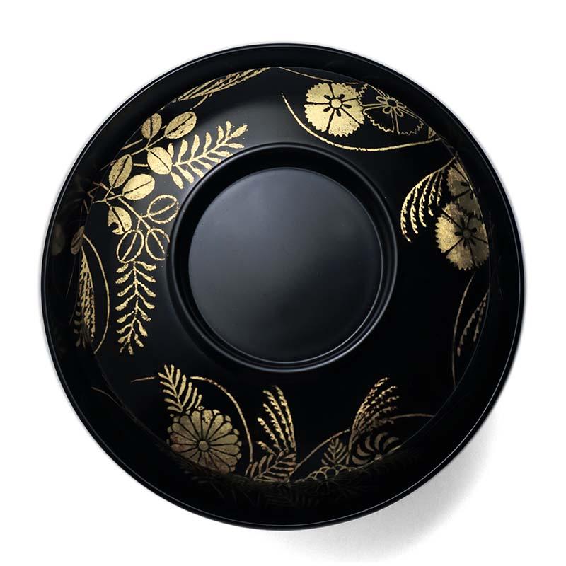 漆器・輪島塗：秋草文箔絵黒石州椀・尚古堂・山本哲《お椀・雑煮椀・汁