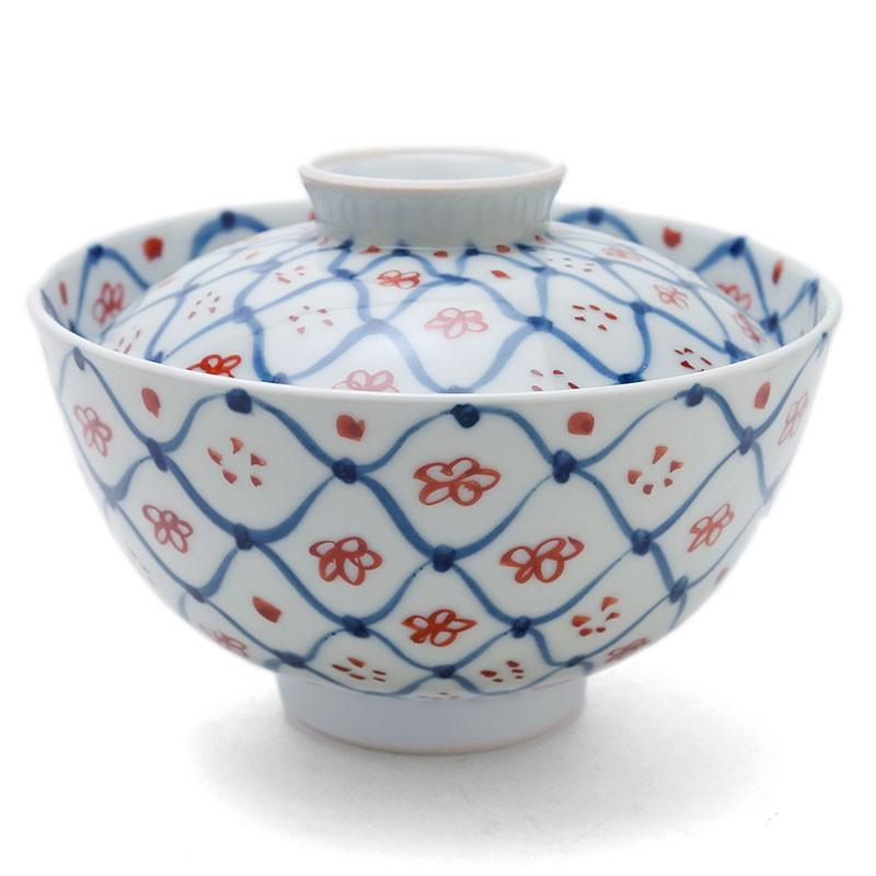 天啓赤絵花網文蓋付丼・土山敬司《丼・どんぶり・食器・麺鉢・うどん鉢