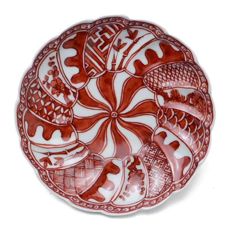 赤絵ねじり菊文5寸皿・土山敬司《小皿・15.7cm》 | 