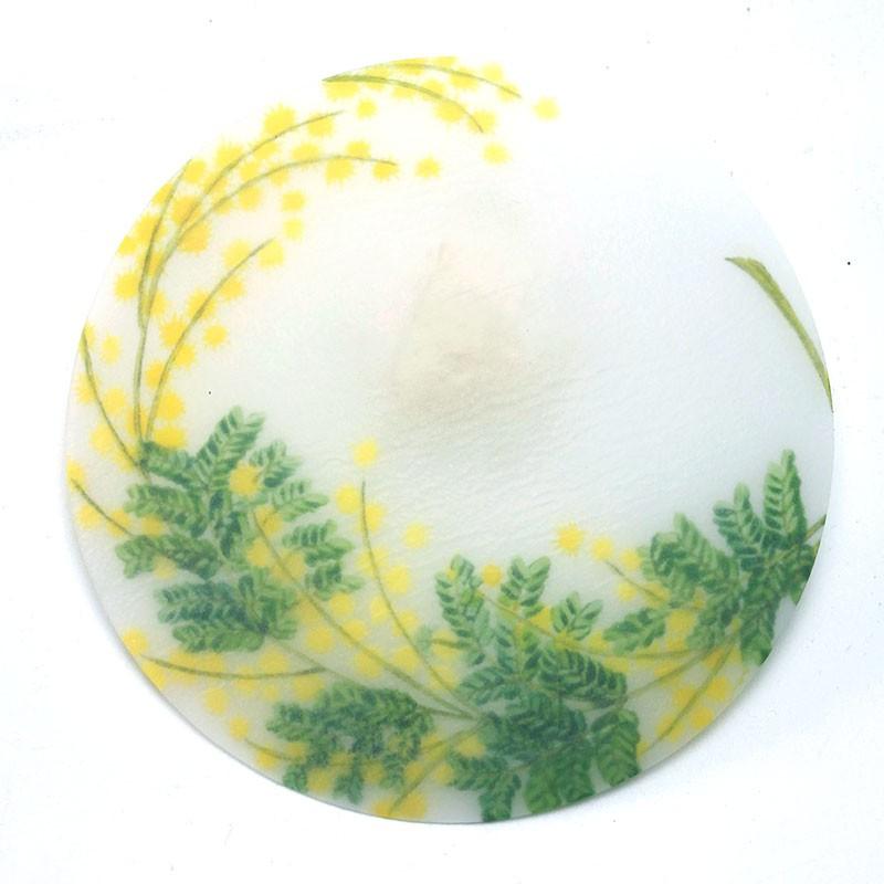 ガラス：絵付け薄皿・ミモザ・d.tam《小皿・15.5cm》の画像