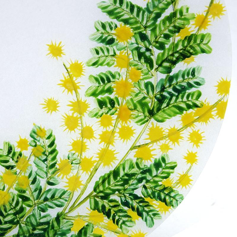 ガラス：絵付け薄皿・ミモザ・d.tam《小皿・15.5cm》の画像