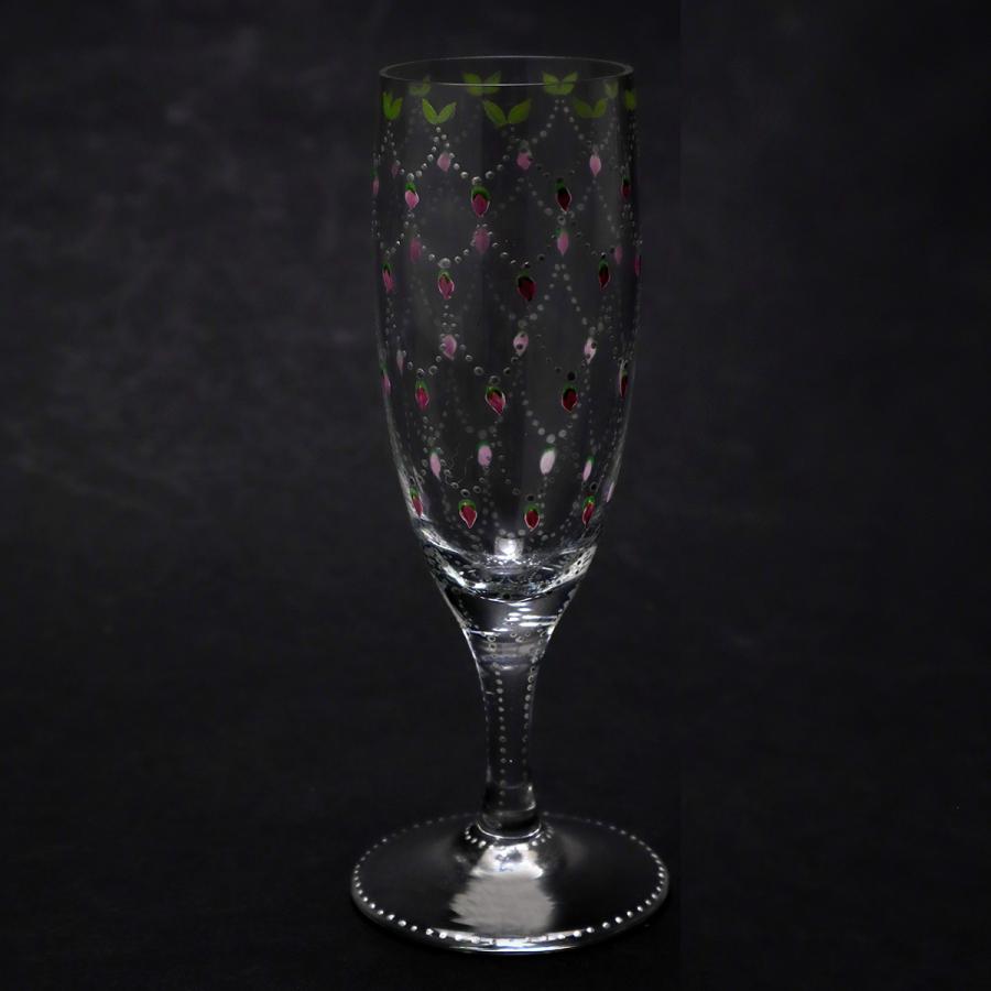 ガラス：絵付リキュールグラス・バラ瓔珞文・d.Tam《ショットグラス