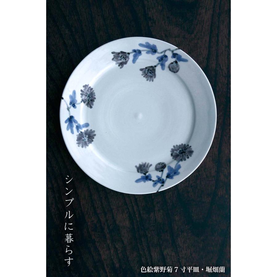 九谷焼：色絵紫野菊5寸平皿・堀畑蘭《小皿・15.0cm》 : 和食器の愉しみ