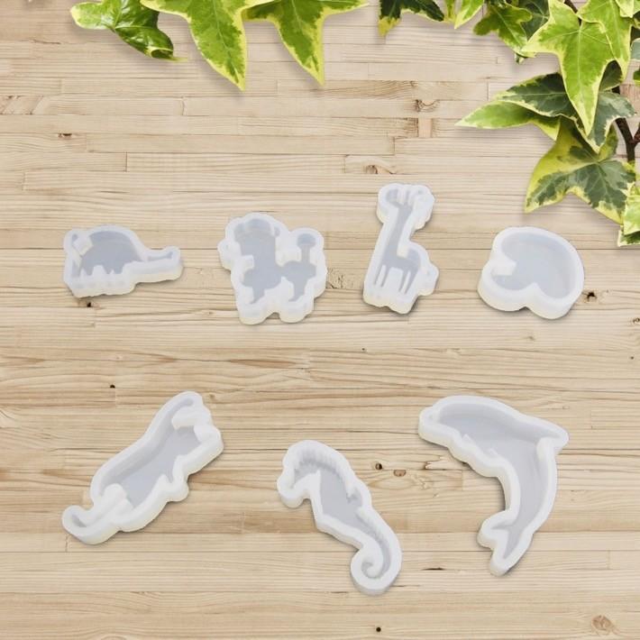 シリコンモールド レジン 型 動物＆植物系 7個入 パーツ アクセサリー