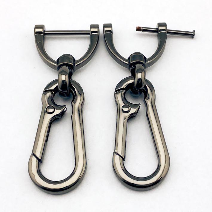 カラビナ Dカン付き 紐通り幅20mm ネジ式 キーホルダー 2個セット