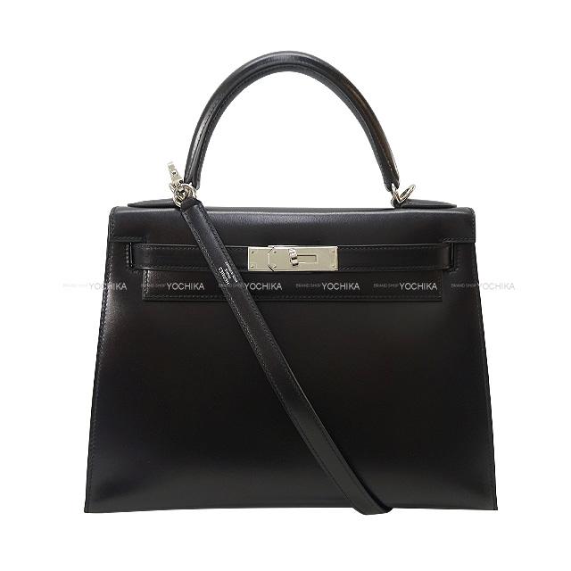 HERMES エルメス ケリー28 外縫い 黒 (ブラック) ボックスカーフ 
