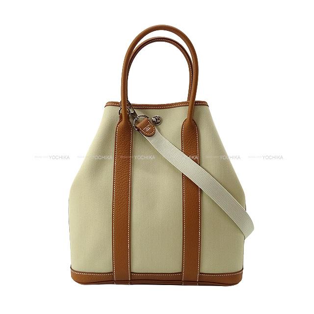 HERMES エルメス ガーデンファイル PM ゴールド/ベトン トワル  