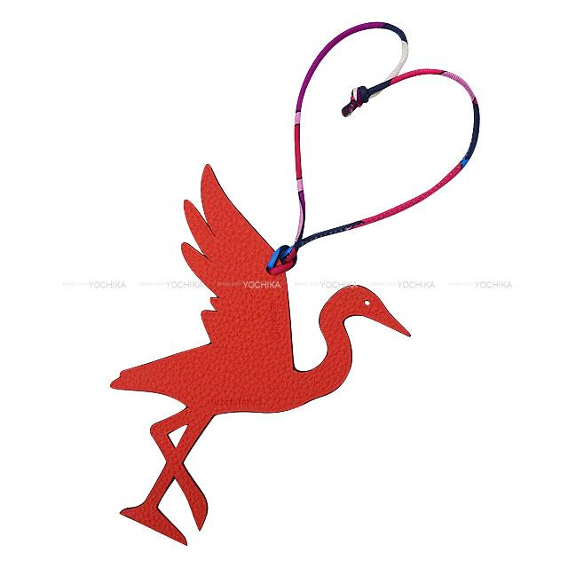 HERMES エルメス プティアッシュ 鶴 つる ツル 鳥 ローズジャイプール