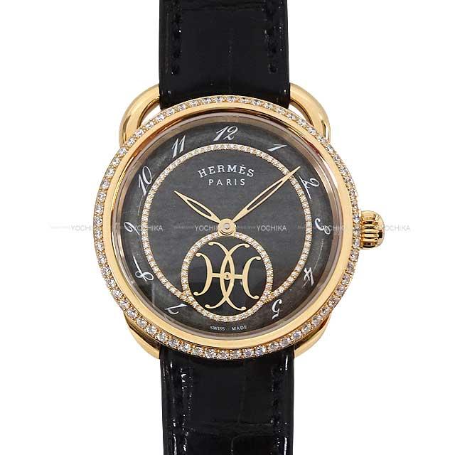 HERMES エルメス アルソー ダブルH 34mm ベゼルダイヤ AR6.A7E 黒 