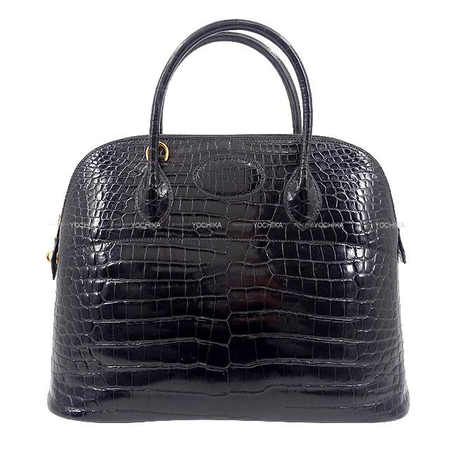 HERMES エルメス ボリード35(37) 黒 (ブラック) クロコダイルポロサス 