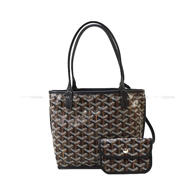 GOYARD ゴヤール アンジュ ミニ リバーシブルバッグ 黒 (ブラック) PVCコーティングキャンバス/カーフスキン シルバー金具 トートバッグ 新品未使用