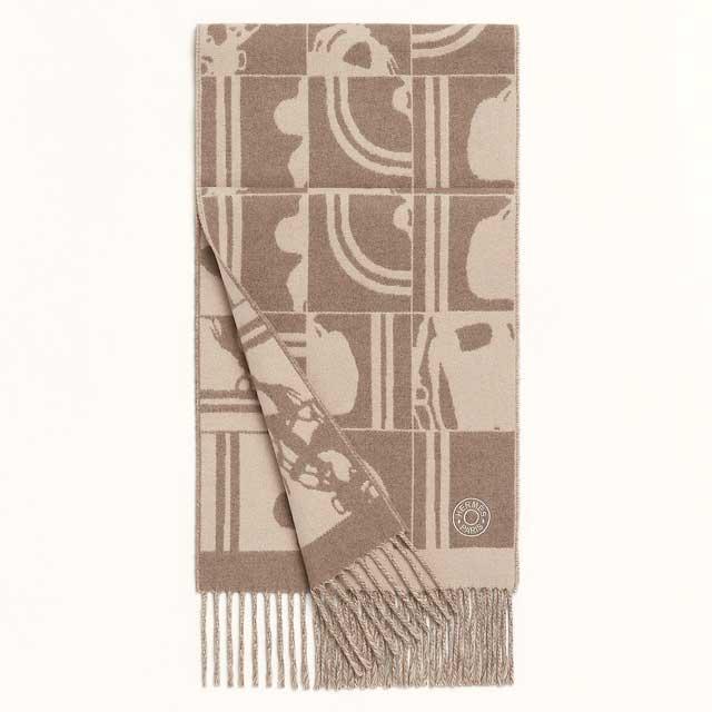 HERMES エルメス ブリッドドゥガラ 無秩序 トープ/ベージュ カシミヤ  