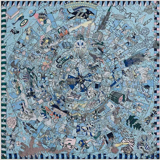 HERMES エルメス カレ140 エルメスの叙事詩 ブルーシエル/ローズペール  