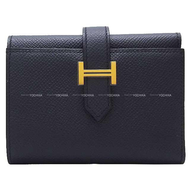 HERMES エルメス ベアンコンビネ ブルーネイビー エプソン ゴールド 