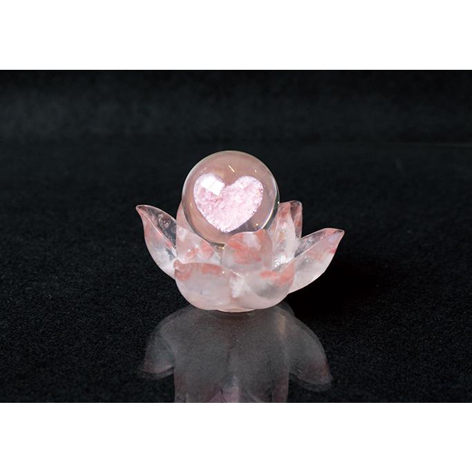 遺骨オルゴナイト 蓮の花（台座）+ 球体のセット販売 球体には送って 