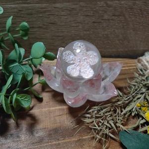 遺骨オルゴナイト 蓮の花（台座）+ 球体のセット販売 球体には送って 