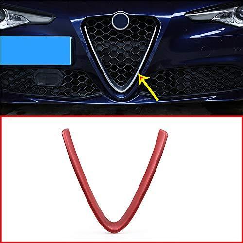 YIWANG フロストレッド ABS樹脂 フロントグリル デコレーション フレーム トリム Alfa Romeo Giulia 2017 2018 2019部品用 (Stelvioには適用できません) YI