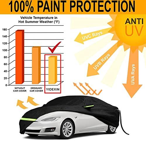 【予約販売品】 YIXIN 防水車カバー テスラ モデル3 2020 2021 2022 車カバー 190Tカバー カスタムフィット 100%防水 防風ストラップ & ダブルドアジッパー