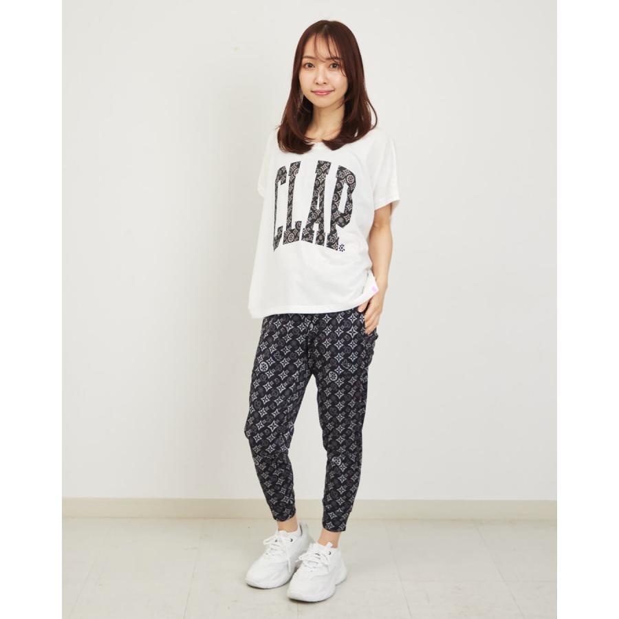 clapクラップ　定価11660円人気MONOGRAM クロップドパンツダンス clap（クラップ） フィットネス ウェア パンツレディース クロップド