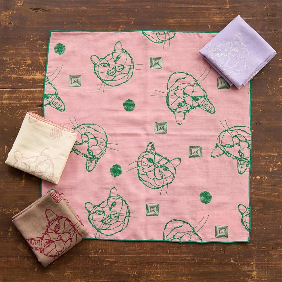 KOKKA hayu Fabric ハンカチ ギフト ダブルガーゼ 刺繍ハンカチ 綿100