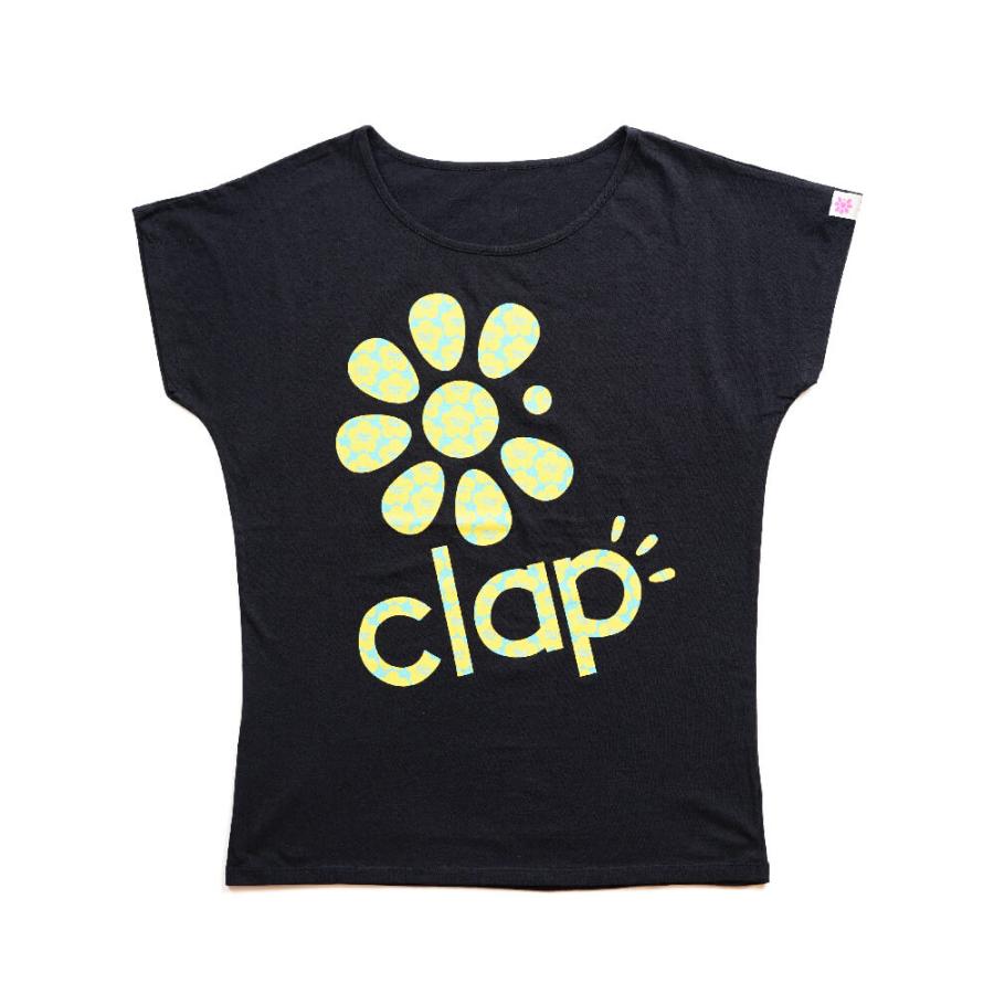 CLAP フィットネスウェア トップス クラップ フィットネス クラップウェア Flower-clap-logo clap クラップ tシャツ ドルマン レディース 半袖 ブランド クラッ｜yoga-pi｜02