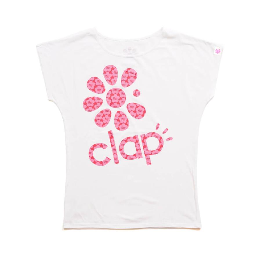 CLAP フィットネスウェア トップス クラップ フィットネス クラップウェア Flower-clap-logo clap クラップ tシャツ ドルマン レディース 半袖 ブランド クラッ｜yoga-pi｜03