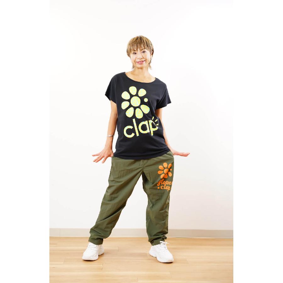CLAP フィットネスウェア トップス クラップ フィットネス クラップウェア Flower-clap-logo clap クラップ tシャツ ドルマン レディース 半袖 ブランド クラッ｜yoga-pi｜06