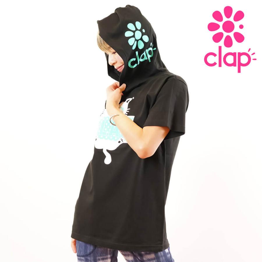 clap（クラップ） フィットネスウェア トップス フィットネス クラップウェア CLAP NYANKO HOODIE Tee ネコ フード付 ...