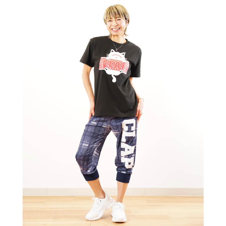 CLAP フィットネスウェア トップス クラップ フィットネス クラップウェア CLAP NYANKO Tee ネコ クラップ  レディース 半袖 ブランド クラップウェア 2024 新作｜yoga-pi｜02