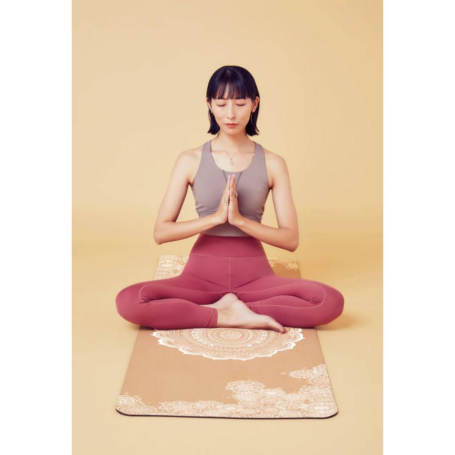 スタイルボートマーケット ヨガマット 6mm Hana4コラボ フラワーレース コルクヨガマット ホワイト ブラウン おしゃれ ヨガ
