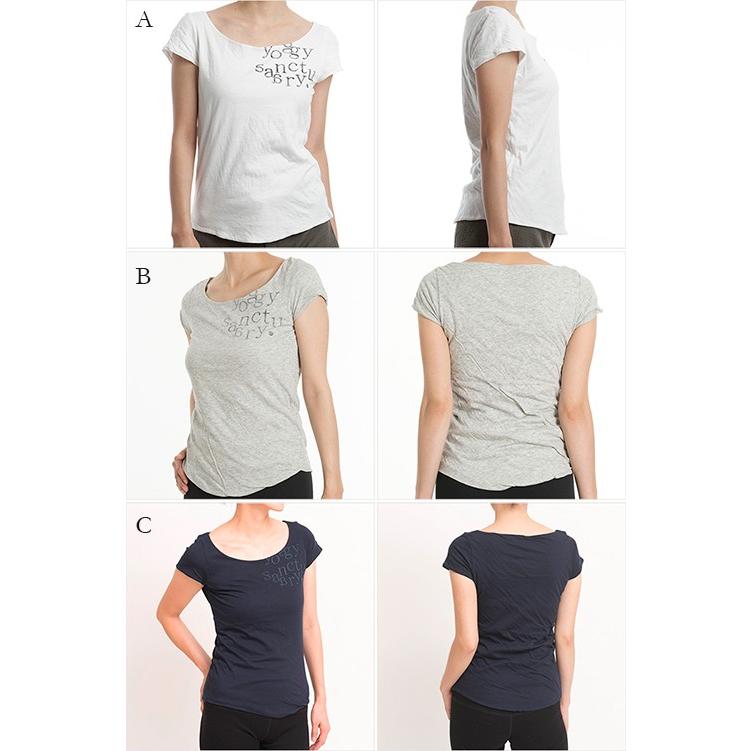 ヨギーサンクチュアリ airy print scoop neck T ホワイト ヨガウェア 