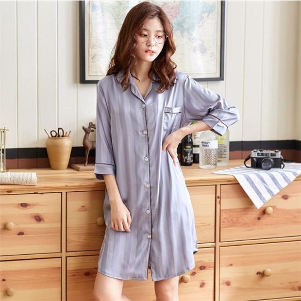 パジャマ ペア ワンピース ルームウェア レディース 夏 半袖 部屋着 メンズ おしゃれ カップル お揃い シャツ パンツセット 寝巻き ワンピ ストライプ柄 寝間着 Wqlsy Blossomyogurt 通販 Yahoo ショッピング